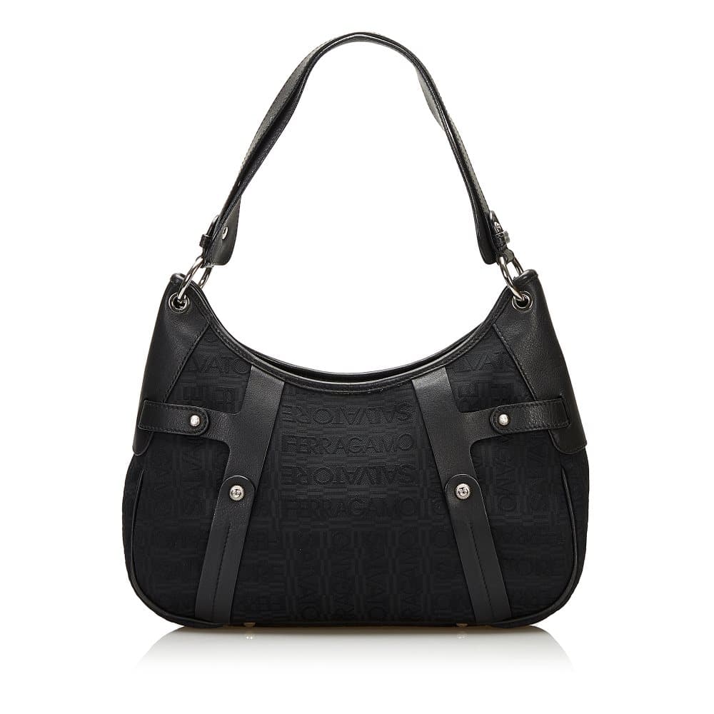 Pre-owned Ferragamo Gancini Shoulder Bag Black