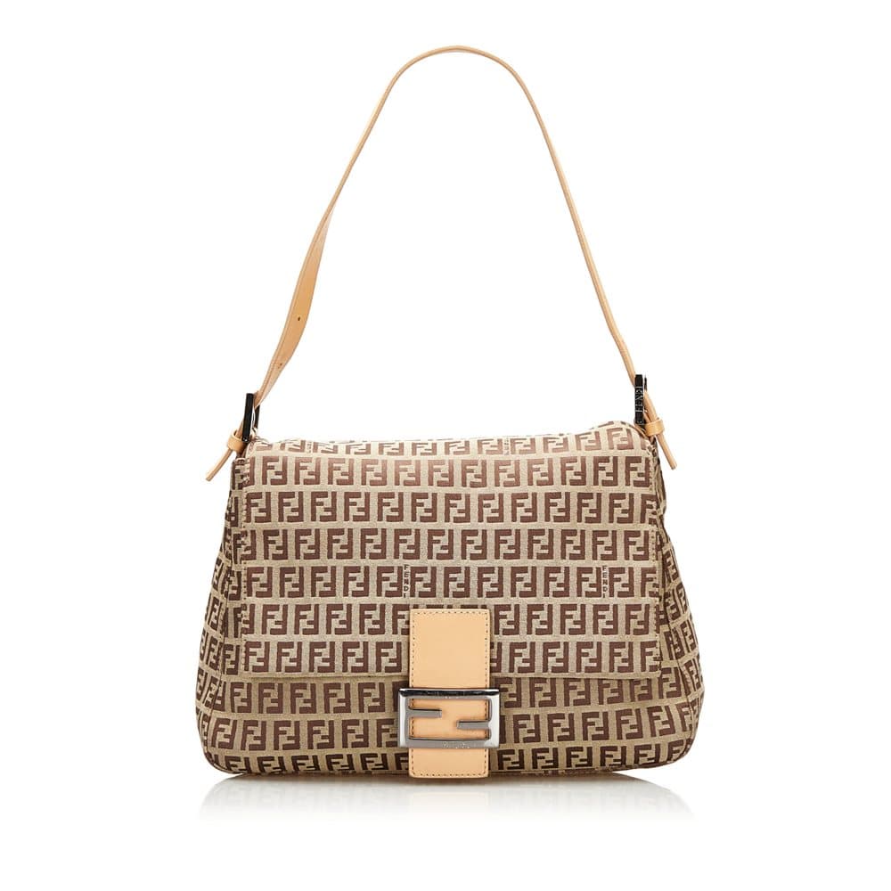 Pre-owned Fendi Zucchino Canvas Mamma Forever Shoulder Bag Brown