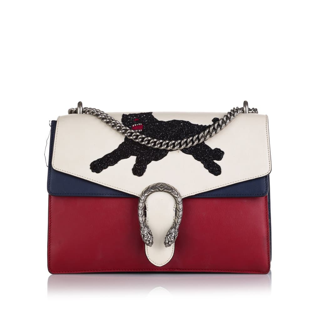 Pre-owned Gucci Medium Panther Dionysus Shoulder Bag Red