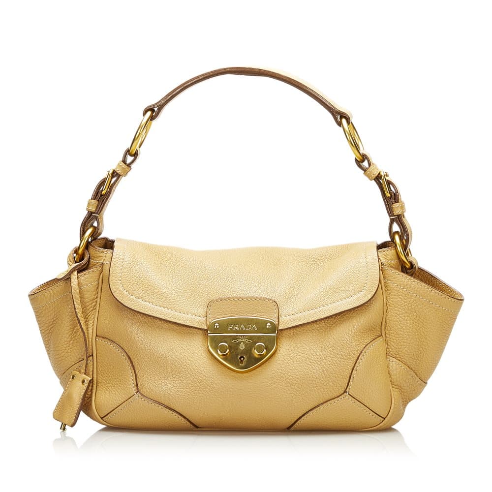 Pre-owned Prada Vitello Daino Leather Shoulder Bag Brown
