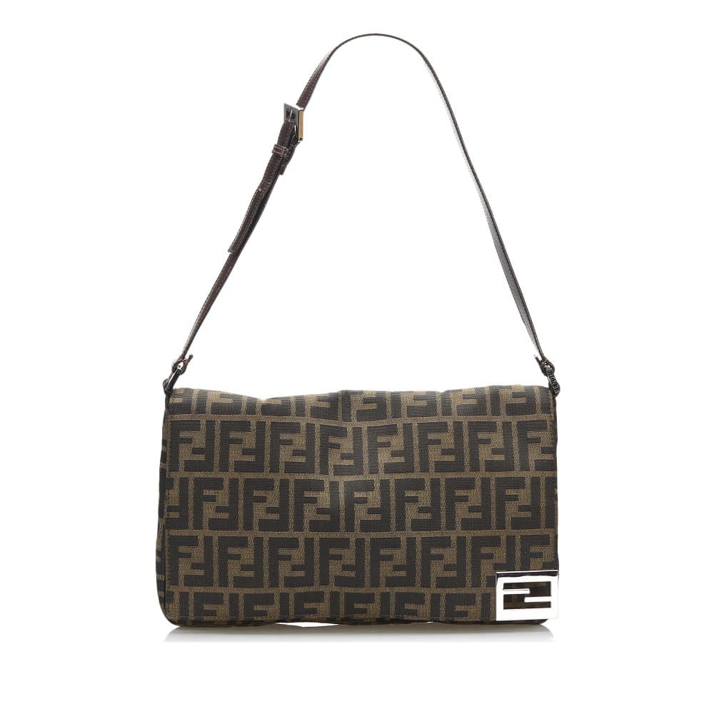 Pre-owned Fendi Zucca Flap Shoulder Bag Brown