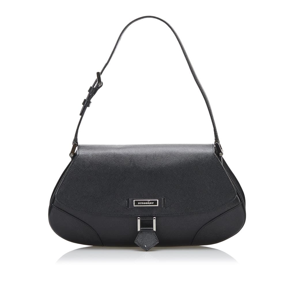 Pre-owned Burberry Leather Checked Shoulder Bag Black