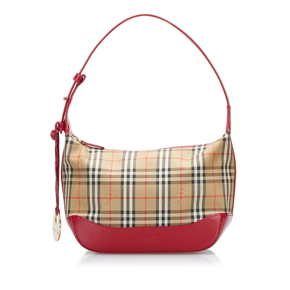 Pre-owned Burberry Haymarket Check Shoulder Bag Brown