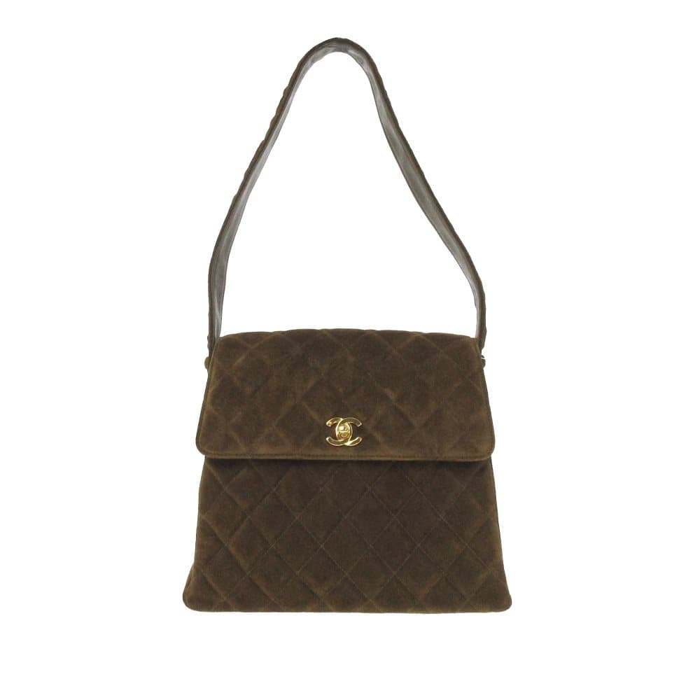 Pre-owned Chanel Quilted Suede Flap Shoulder Bag Brown