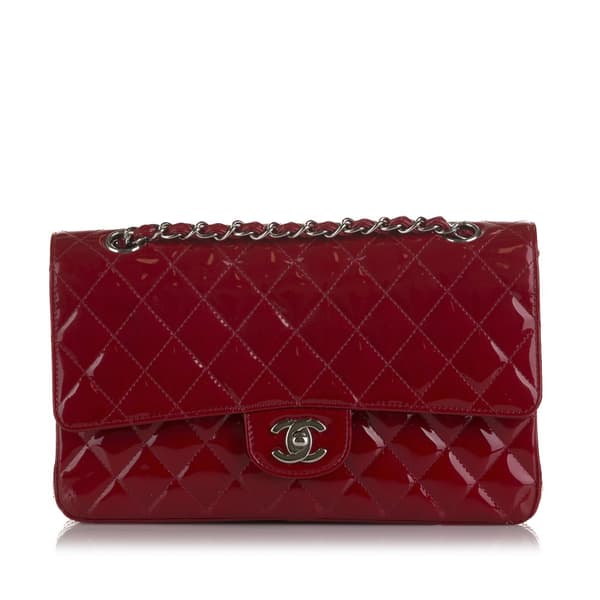 Pre-owned Chanel Medium Classic Patent Double Flap Red