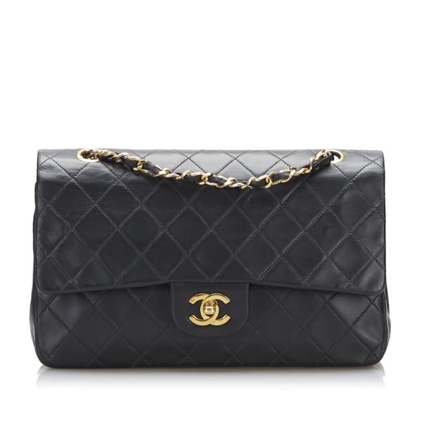 Pre-owned Chanel Medium Classic Lambskin Double Flap Black