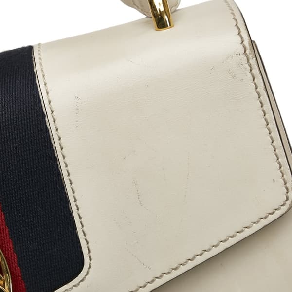 Pre-owned Gucci Small Leather Sylvie Satchel White