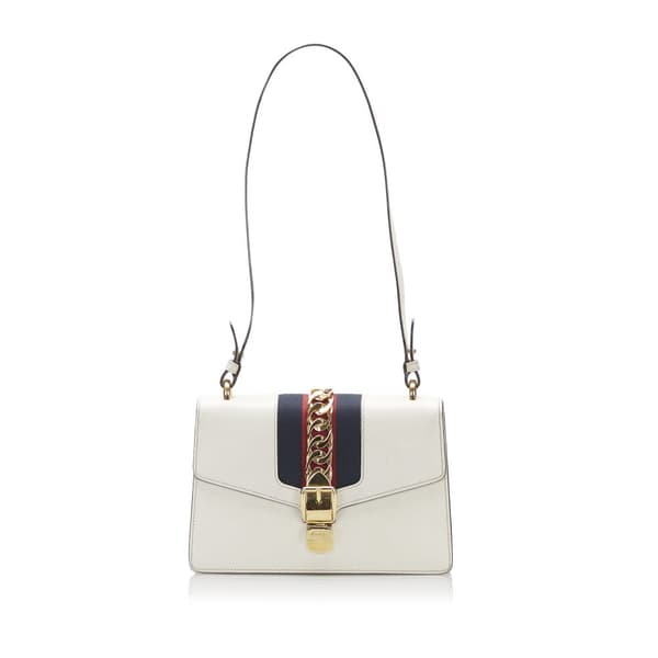Pre-owned Gucci Small Leather Sylvie Satchel White