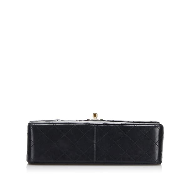 Pre-owned Chanel Medium Tall Classic Lambskin Double Flap Black