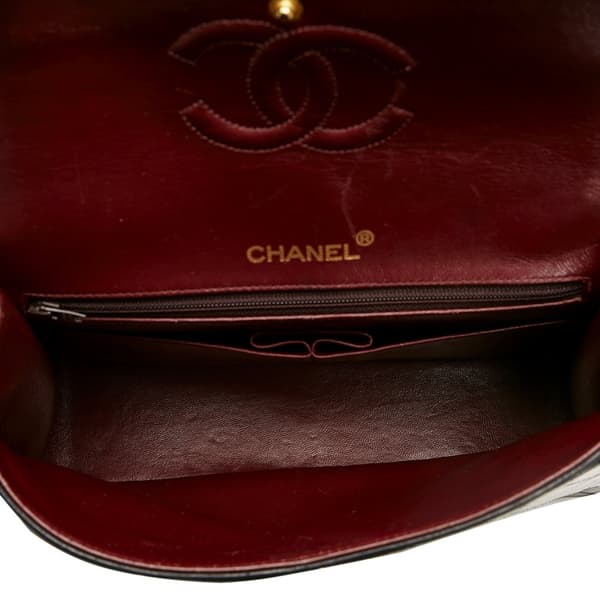 Pre-owned Chanel Medium Tall Classic Lambskin Double Flap Black