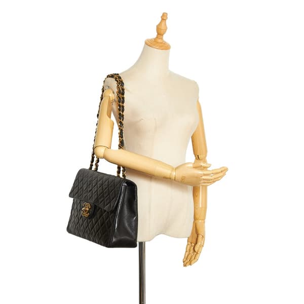 Pre-owned Chanel Maxi XL Classic Lambskin Single Flap Black