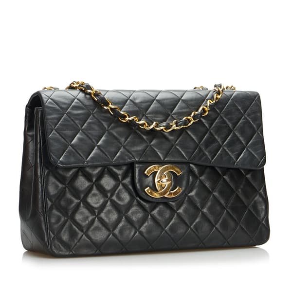 Pre-owned Chanel Maxi XL Classic Lambskin Single Flap Black