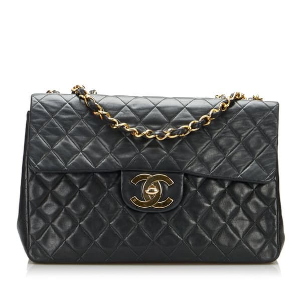 Pre-owned Chanel Maxi XL Classic Lambskin Single Flap Black