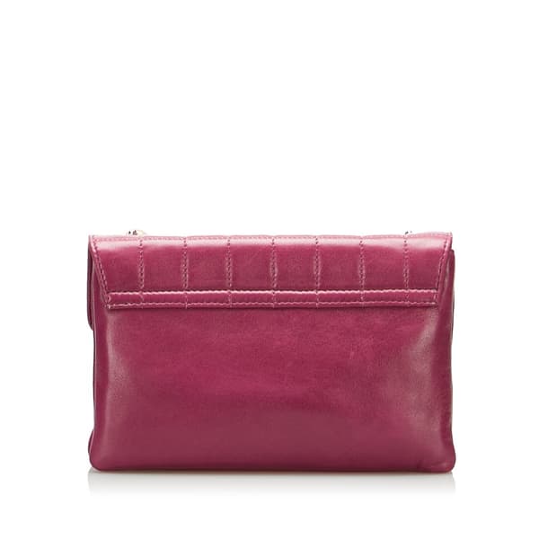 Pre-owned Chanel Square Quilted Lambskin Beaded Chain Shoulder Bag Purple