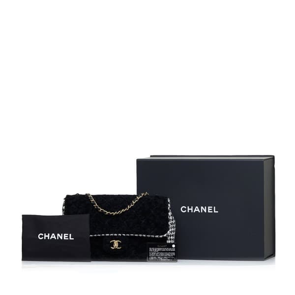 Pre-owned Chanel Shearling CC Turnlock Flap Bag Black