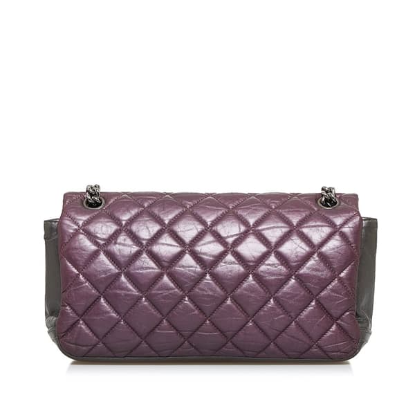 Pre-owned Chanel Glazed Matelasse Portobello Flap Bag Purple