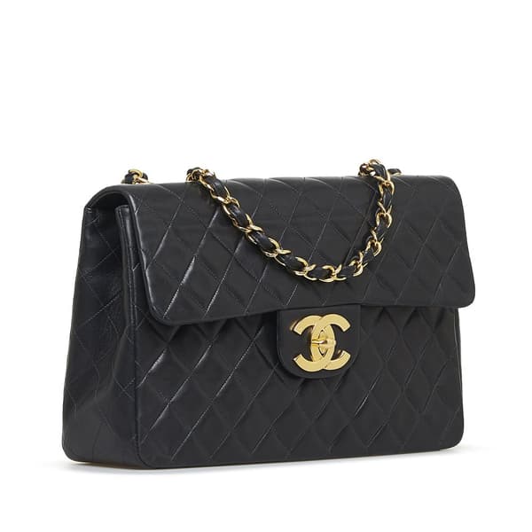 Pre-owned Chanel Maxi XL Classic Lambskin Single Flap Black