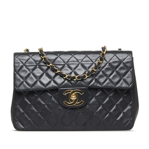 Pre-owned Chanel Maxi XL Classic Lambskin Single Flap Black