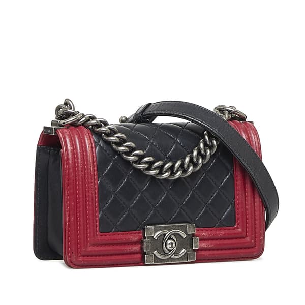 Pre-owned Chanel Small Bicolor Boy Black