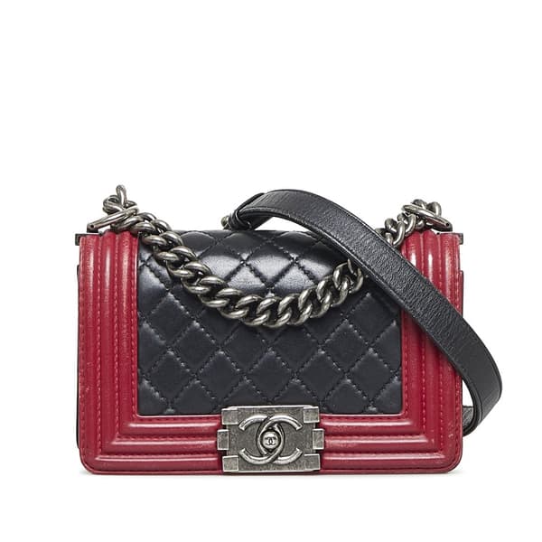 Pre-owned Chanel Small Bicolor Boy Black