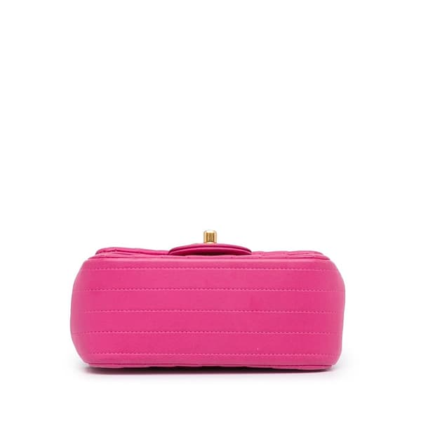 Pre-owned Chanel Mini Square Classic Chevron Lambskin Single Flap Pink
