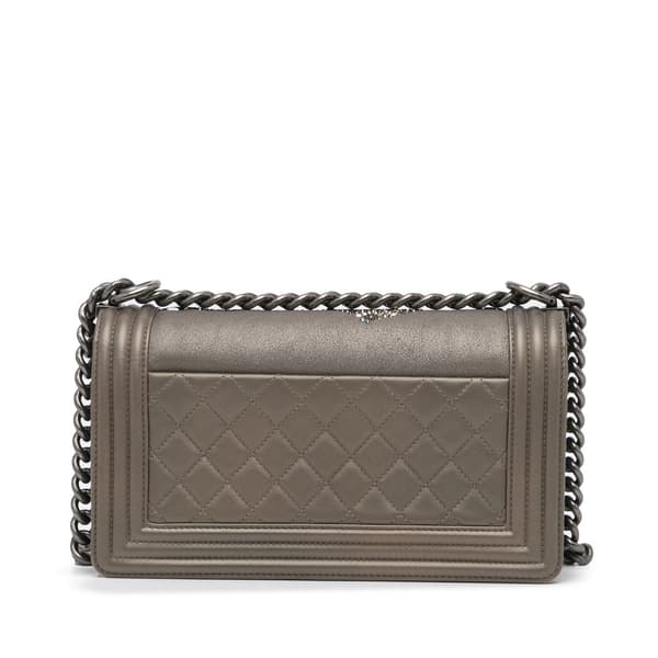 Pre-owned Chanel Medium Crystal Embellished Goatskin Boy Brown
