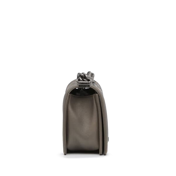 Pre-owned Chanel Medium Crystal Embellished Goatskin Boy Brown