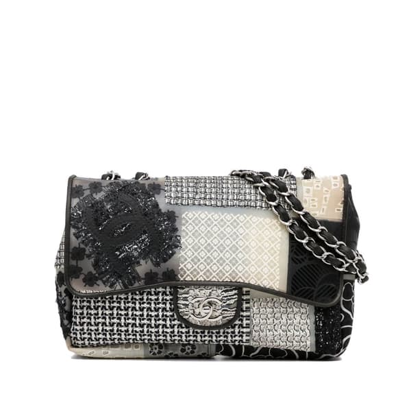 Pre-owned Chanel Jumbo CC Patchwork Classic Flap Black