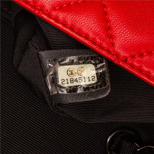 Pre-owned Chanel Medium Quilted Lambskin Grosgrain Two Tone Flap Bag Red