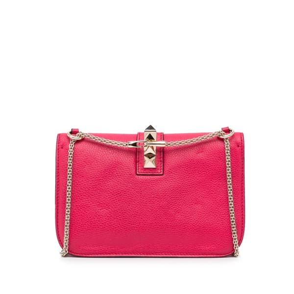 Pre-owned Valentino Small Rockstud Glam Lock Shoulder Bag Red