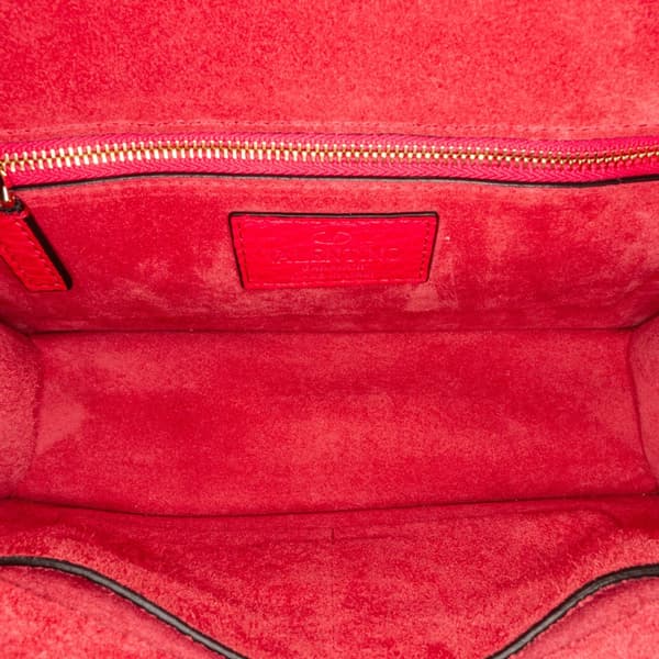 Pre-owned Valentino Small Rockstud Glam Lock Shoulder Bag Red