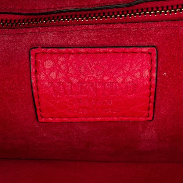 Pre-owned Valentino Small Rockstud Glam Lock Shoulder Bag Red