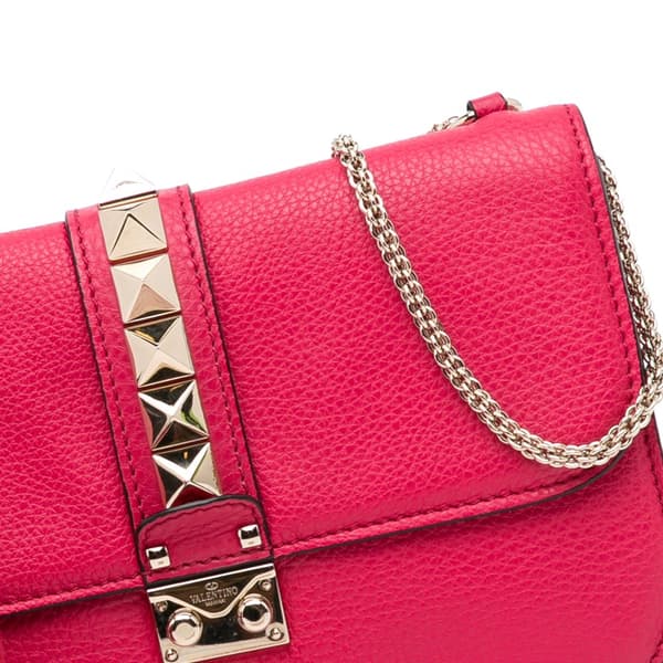 Pre-owned Valentino Small Rockstud Glam Lock Shoulder Bag Red