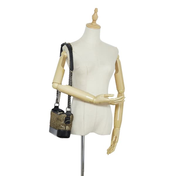 Pre-owned Chanel Small Painted Knit Gabrielle Crossbody Bag Black