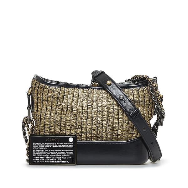Pre-owned Chanel Small Painted Knit Gabrielle Crossbody Bag Black