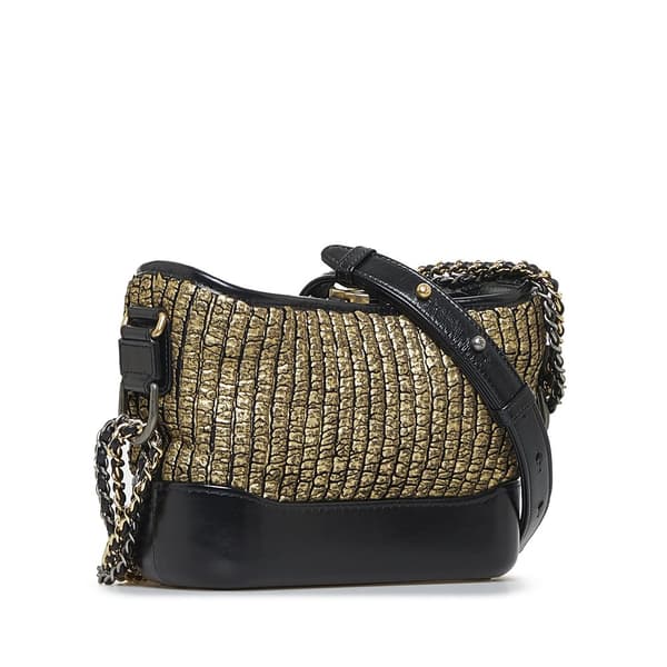 Pre-owned Chanel Small Painted Knit Gabrielle Crossbody Bag Black
