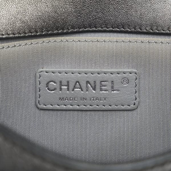Pre-owned Chanel Old Medium Quilted Perforated Metallic Lambskin Boy Flap Gray
