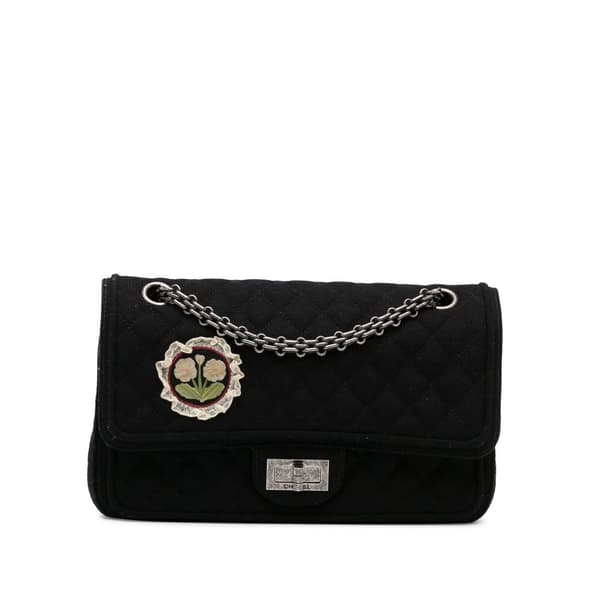 Pre-owned Chanel Reissue Wool Shoulder Bag Black