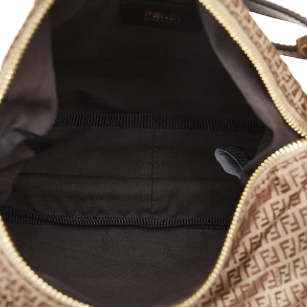 Pre-owned Fendi Micro Zucchino Nylon Shoulder Bag Brown