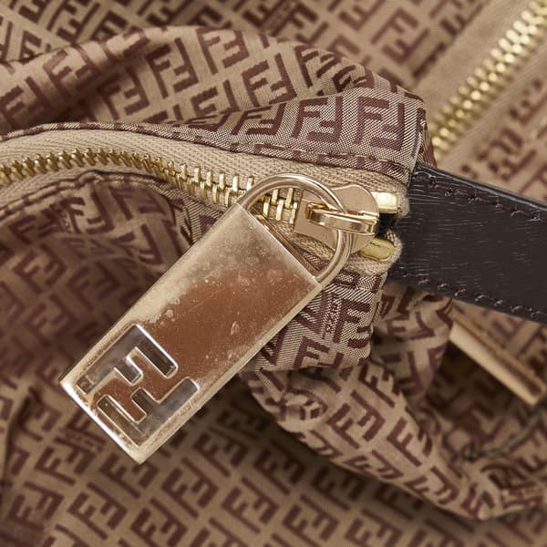 Pre-owned Fendi Micro Zucchino Nylon Shoulder Bag Brown