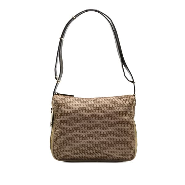Pre-owned Fendi Micro Zucchino Nylon Shoulder Bag Brown