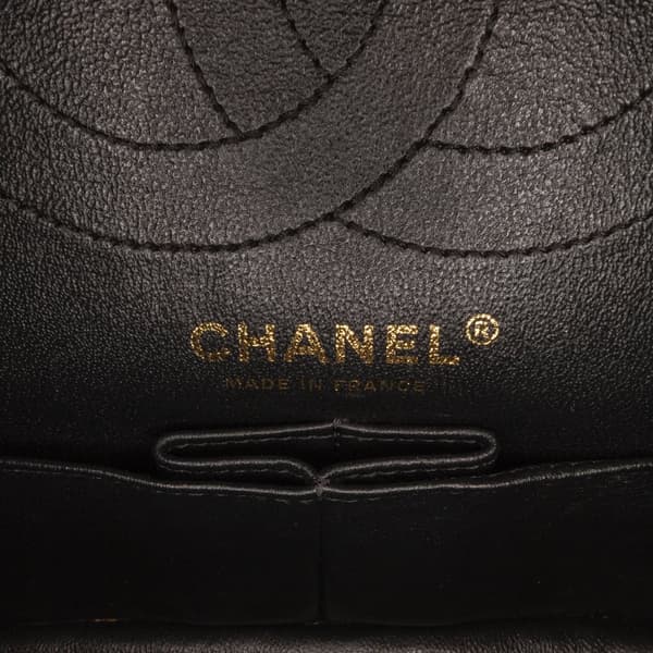 Pre-owned Chanel Medium Croc Embossed Lambskin 2.55 Reissue Double Flap Bag Black