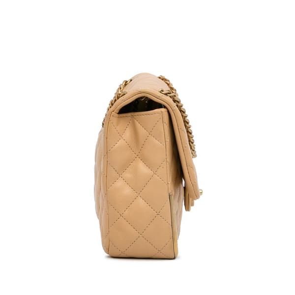 Pre-owned Chanel Medium Classic Lambskin Metal Edge Shoulder Bag Yellow