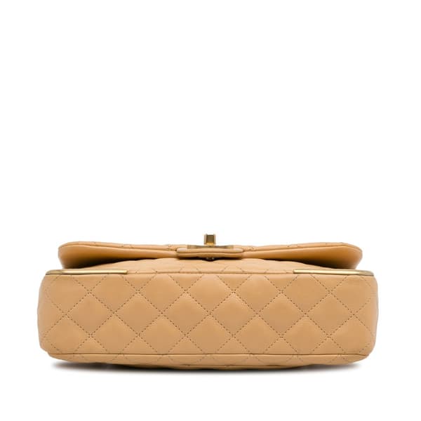 Pre-owned Chanel Medium Classic Lambskin Metal Edge Shoulder Bag Yellow