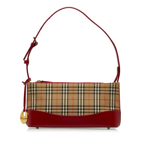 Pre-owned Burberry Haymarket Check Shoulder Bag Brown