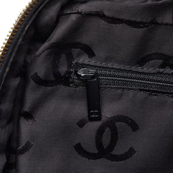 Pre-owned Chanel Cotton Choco Bar Shoulder Bag Black