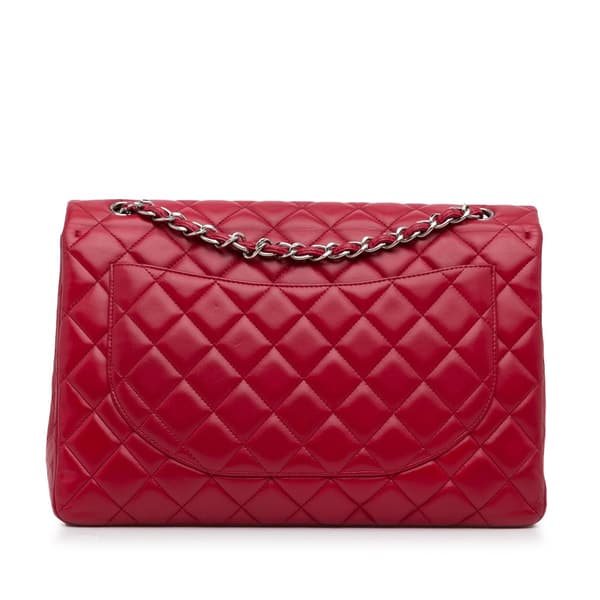 Pre-owned Chanel Maxi Classic Lambskin Single Flap Red