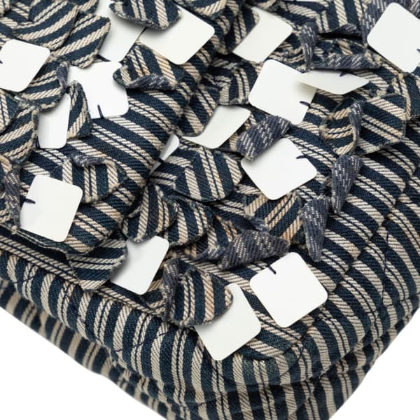 Pre-owned Chanel Medium Cotton Striped Double Flap Blue