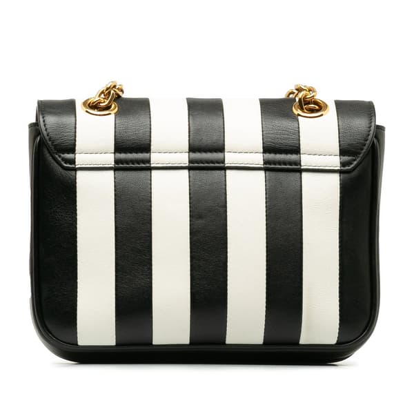 Pre-owned Celine Small C Striped Leather Bag Black