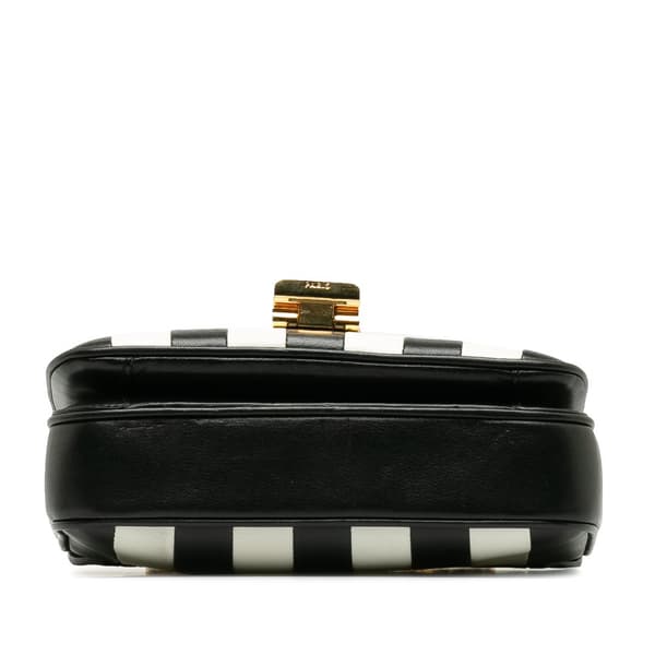 Pre-owned Celine Small C Striped Leather Bag Black